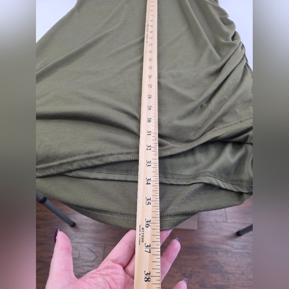 BTFBM Crew Neck Dress Ruched Sleeveless Tank Bodycon Size L Olive E-2638 - Picture 9 of 11